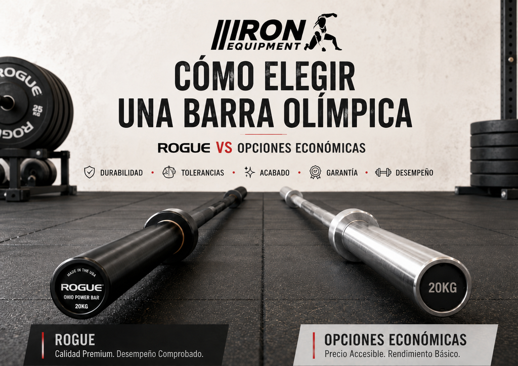 Cómo elegir una barra olímpica: Rogue vs opciones económicas