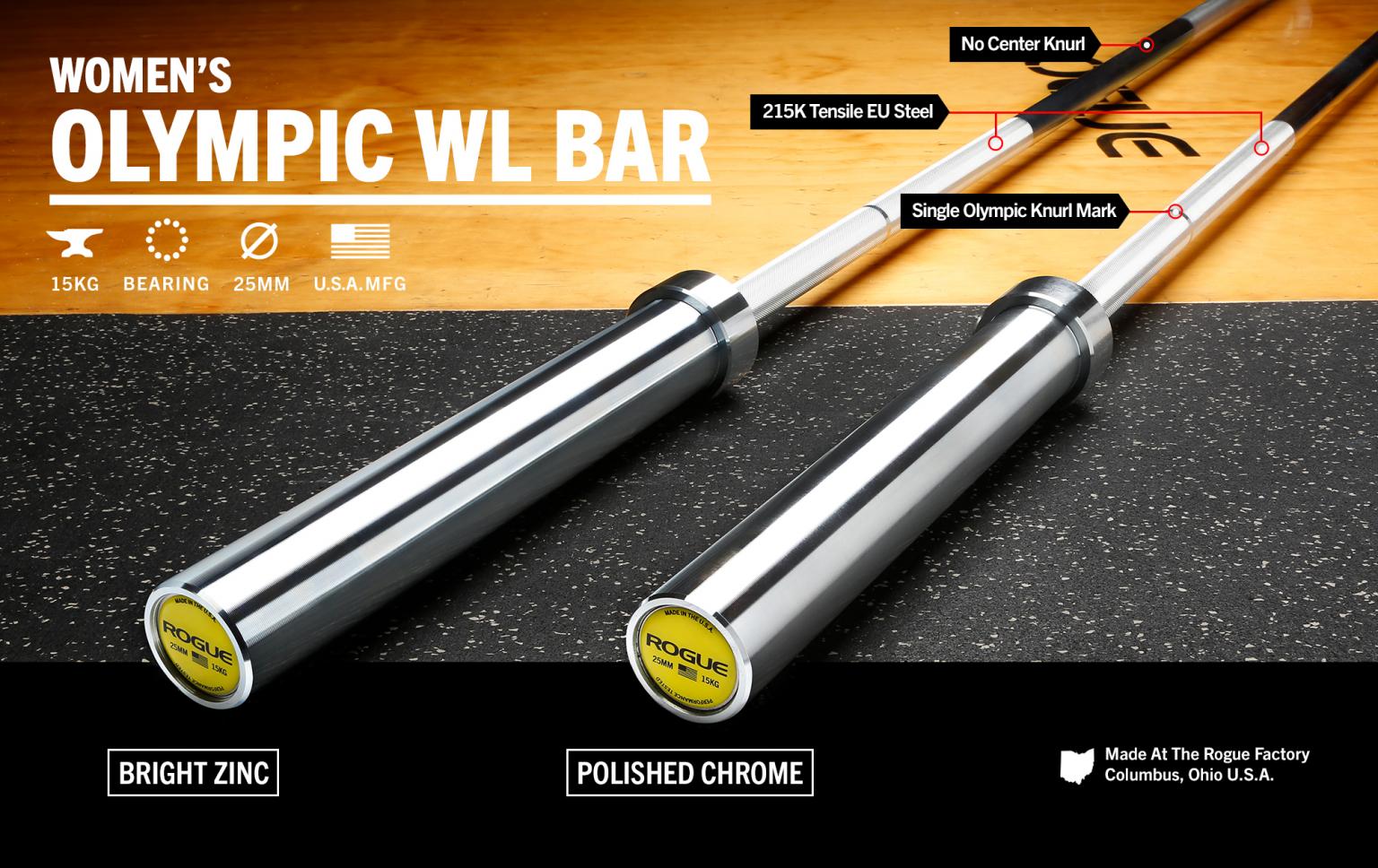 Rogue Womens Olympic WL Bar Barra Olimpica Iron Equipment Equipo para CrossFit